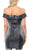 Poly USA - 8234 Fitted Off-Shoulder Metallic Cocktail Dress