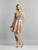 Dave & Johnny - A8234 Short Plunging Beaded Bodice A-Line Dress In Orange