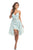Johnathan Kayne - 8238 Crystal and Laced Halter V-neck Cocktail Dress in Green and White