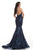 Johnathan Kayne - 8239 Sequined Lace High Halter Mermaid Dress in Blue