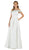 Poly USA - 8242 Bejeweled Off Shoulder Satin A-Line Gown in White