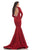 Johnathan Kayne - 8242 Bedazzled Plunging Queen Anne Mermaid Gown in Red
