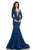 Johnathan Kayne - 8242 Bedazzled Plunging Queen Anne Mermaid Gown in Blue