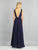 Dave & Johnny - A8247 Plunging Sweetheart Bead-Strapped Glitter Gown In Blue