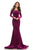 Johnathan Kayne - 8247 Long Sleeve Off-Shoulder Velvet Mermaid Gown in Purple