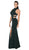 Poly USA - 8248 High Neck Banded Cutout Sheath Gown In Black