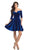 Johnathan Kayne - 8248 Embellished Stretch Velvet Aline Cocktail Dress in Blue