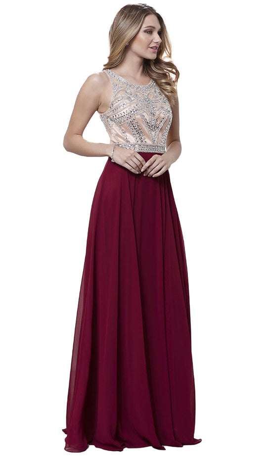 Accented Illusion Scoop A-line Dress