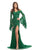 Johnathan Kayne - 8249 Swarovski Beaded Velvet Trumpet Gown With Train in Green