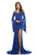 Johnathan Kayne - 8249 Swarovski Beaded Velvet Trumpet Gown With Train in Blue