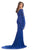 Johnathan Kayne - 8249 Swarovski Beaded Velvet Trumpet Gown With Train in Blue
