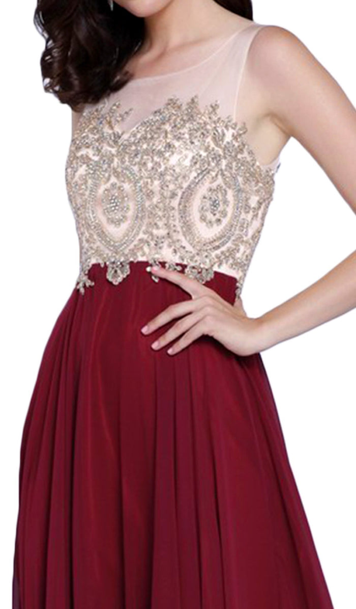 Appliqued Bodice A-Line Gown