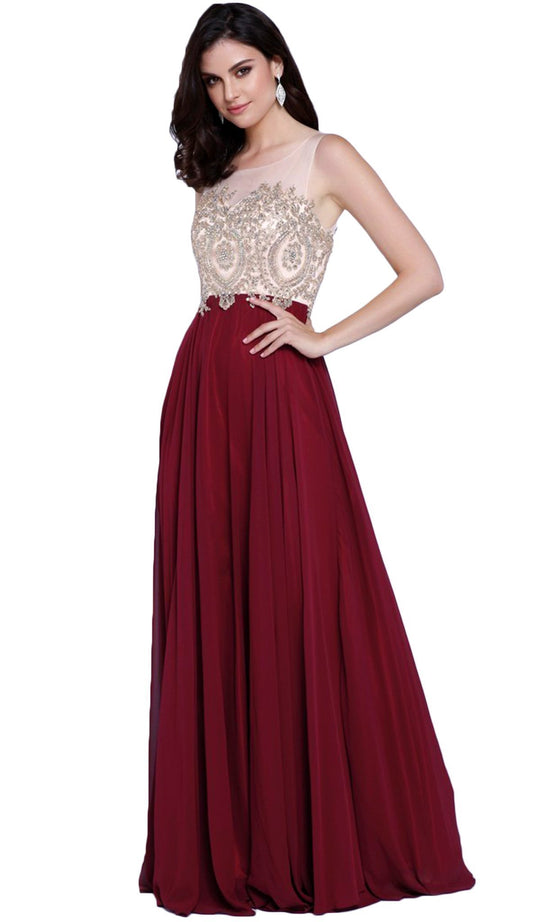 Nox Anabel - 8252 Appliqued Bodice A-Line Gown