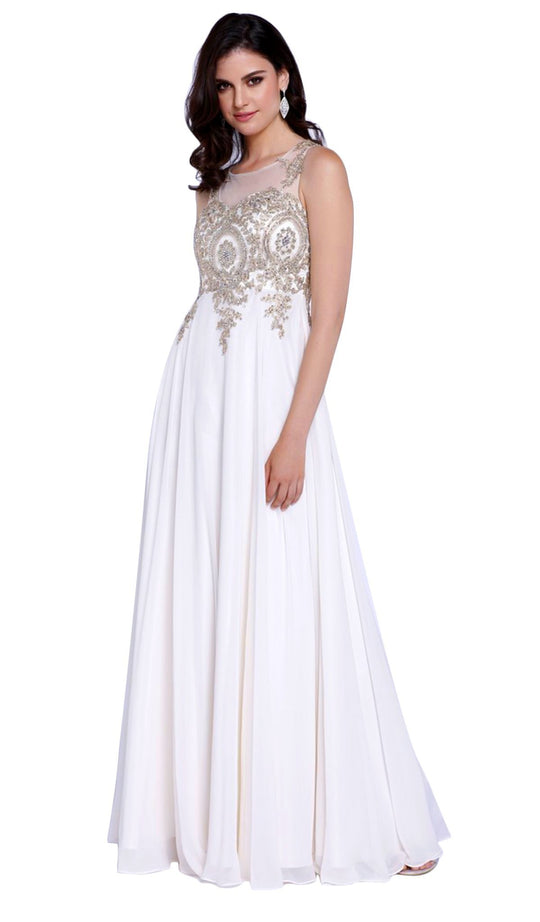 Gilded Applique Chiffon Gown