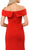 Poly USA - 8258 Off Shoulder Mermaid Jersey Dress with Slit In Red