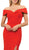 Poly USA Off Shoulder Mermaid Jersey Dress with Slit 8258 In Red