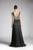 Cinderella Divine - 8269 Metallic Rhinestone Embellished Ruched Gown In Black and Silver