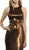 Poly USA - 8270 Sleeveless Metallic Midriff Cutout Sheath Gown in Brown