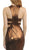 Poly USA - 8270 Sleeveless Metallic Midriff Cutout Sheath Gown in Brown