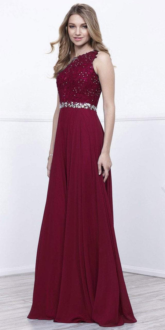 Nox Anabel - Sleeveless Embellished Applique Long Gown 8270  in Red
