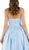 Poly USA - 8272 Sleeveless Satin Square Neckline A-Line Gown in Blue