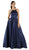 Poly USA - 8272 Sleeveless Satin Square Neckline A-Line Gown in Blue