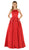 Poly USA - 8272 Sleeveless Satin Square Neckline A-Line Gown in Red