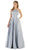 Poly USA - 8272 Sleeveless Satin Square Neckline A-Line Gown in Gray