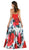 Poly USA - 8274 Satin Halter Floral Printed A-line Dress In Red