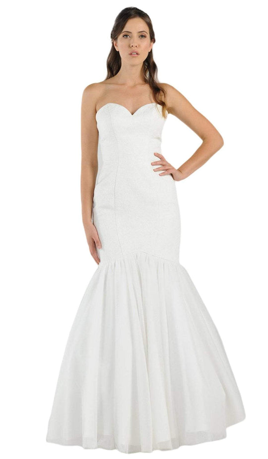 Poly USA - 8278 Strapless Jacquard Sweetheart Mermaid Dress In White