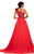Johnathan Kayne - 8019 Beaded One Shoulder Chiffon A-line Dress In Red
