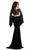 Johnathan Kayne - 8024 Two-Piece Bell Sleeve Ornate Lace Sheath Gown In Black