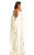 Johnathan Kayne - 8039 Floral Trimmed Bejeweled Draping Cape Gown In White