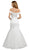Poly USA - 8280 Jacquard Off-Shoulder Mermaid Dress In White