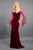 Rachel Allan Couture - 8282 Beaded V-neck Velvet Trumpet Dress in Red
