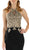 Poly USA - 8282 Gold Lace Applique Halter Jersey Trumpet Dress In Black