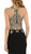 Poly USA - 8282 Gold Lace Applique Halter Jersey Trumpet Dress In Black