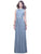 Dessy Collection - 2921 Metallic Accented Sleeveless Long A-Line Dress In Blue