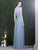 Dessy Collection - 2921 Metallic Accented Sleeveless Long A-Line Dress In Blue
