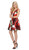 Poly USA - 8287 Short Deep V-neck Floral Print A-line Dress In Red