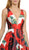 Poly USA - 8288 Floral Print Deep V-neck A-line Dress