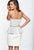 Terani Couture - H3616 Strapless Polka Dot Peplum Cocktail Dress in White