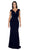 Poly USA - 8290 Cap Sleeve Deep V-Neck Sheath Gown