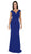 Poly USA - 8290 Cap Sleeve Deep V-Neck Sheath Gown