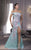 MNM Couture -K3551 Off-the-Shoulder Floral Textured Evening Gown In Blue