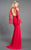 Rachel Allan Couture - 8265 Beaded High Neck Cold Shoulder Gown in Red