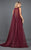 Rachel Allan Couture - 8273 Embellished Cape Fitted Gown in Black  and Red