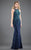 Rachel Allan Couture - 8273 Embellished Cape Fitted Gown in Blue