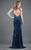 Rachel Allan Couture - 8273 Embellished Cape Fitted Gown in Blue