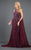 Rachel Allan Couture - 8273 Embellished Cape Fitted Gown in Black  and Red